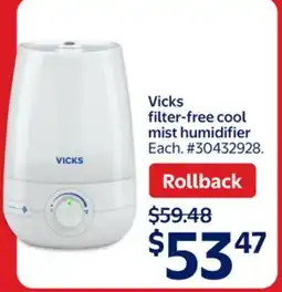 Walmart Vicks filter-free cool mist humidifier offer