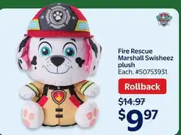 Walmart Fire Rescue Marshall Swisheez plush offer