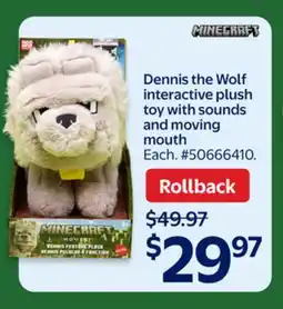 Walmart Dennis the Wolf interactive plush toy with sounds and moving mouth offer