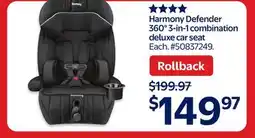 Walmart Harmony Defender 360° 3-in-1 combination deluxe car seat offer