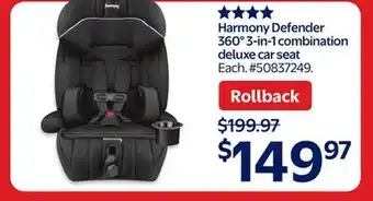 Walmart Harmony Defender 360° 3-in-1 combination deluxe car seat offer