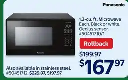 Walmart Panasonic 1.3-cu. ft. Microwave offer