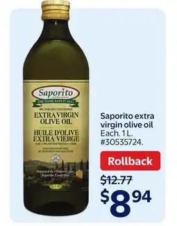 Walmart Saporito extra virgin olive oil offer