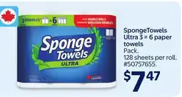 Walmart SpongeTowels Ultra 3 = 6 paper towels offer