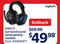 Walmart G432 7.1 surround sound wired gaming headset offer