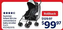 Walmart Summer Infant 3D Lite convenience baby stroller offer