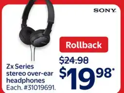 Walmart Sony Zx Series stereo over-ear headphones offer