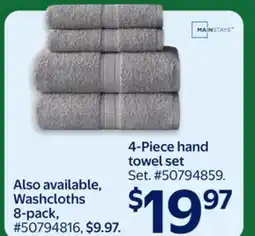 Walmart MAINSTAYS 4-Piece hand towel set offer