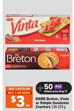 Foodland DARE Breton, Vinta or Simple Goodness Crackers offer