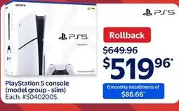 Walmart PlayStation 5 console (model group - slim) offer