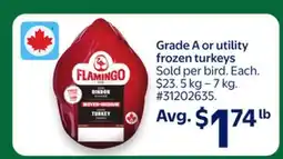 Walmart Grade A or utility frozen turkeys offer