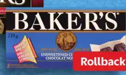 Walmart Baker's unsweetened baking chocolate bar offer