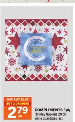 Foodland COMPLIMENTS 3 ply Holiday Napkins offer