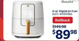 Walmart Beautiful 6-qt. Digital air fryer offer