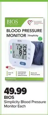 PharmaChoice BIOS Simplicity Blood Pressure Monitor offer