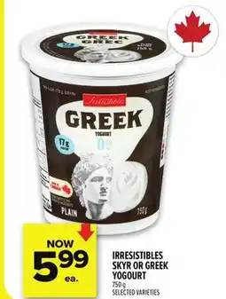 Metro IRRESISTIBLES SKYR OR GREEK YOGOURT offer