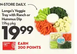 Longo's Longo's Veggie Tray with Ranch or Hummus Dip offer