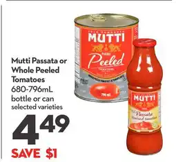 Longo's Mutti Passata or Whole Peeled Tomatoes offer