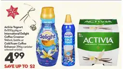 Longo's Yogourt 8x100g pkg or Coffee Creamer 946mL bottle or Cold Foam Coffee Enhancer 396g canister offer