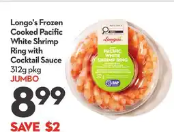 Longo's Frozen Cooked Pacific White Shrimp Ring with Cocktail Sauce offer