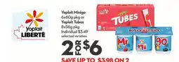 Longo's Yoplait Minigo 6x60g pkg or Yoplait Tubes 8x56g pkg offer