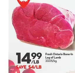 Longo's Fresh Ontario Bone-In Leg of Lamb offer