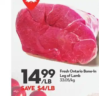 Longo's Fresh Ontario Bone-In Leg of Lamb offer
