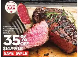 Longo's Cut from Canada AAA Grade Striploin Grilling Steak offer