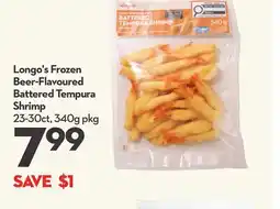 Longo's Frozen Beer-Flavoured Battered Tempura Shrimp offer