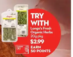 Longo's Fresh Organic Herbs offer