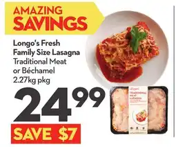 Longo's Longo's Fresh Family Size Lasagna offer