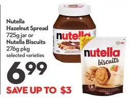 Longo's Hazelnut Spread 725g jar or Nutella Biscuits 276g pkg offer
