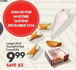 Longo's 6 Pack Cannoli Kit offer