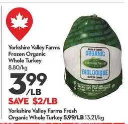 Longo's Yorkshire Valley Farms Frozen Organic Whole Turkey offer