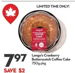 Longo's Cranberry Butterscotch Coffee Cake offer