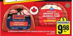 Food Basics SCHNEIDERS OR MAPLE LEAF SMOKED BONELESS HALF HAM offer