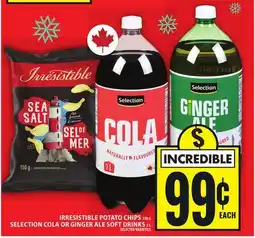 Food Basics IRRESISTIBLE POTATO CHIPS, SELECTION COLA OR GINGER ALE SOFT DRINKS offer