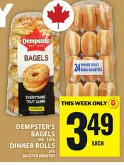 Food Basics DEMPSTER'S BAGELS OR DINNER ROLLS offer