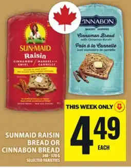 Food Basics SUNMAID RAISIN BREAD OR CINNABON BREAD offer