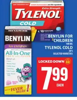 Food Basics BENYLIN FOR CHILDREN, TYLENOL COLD offer