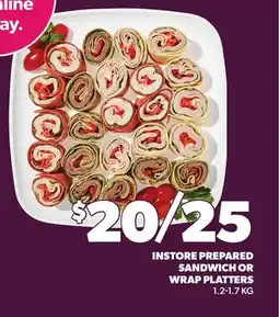 Loblaws INSTORE PREPARED SANDWICH OR WRAP PLATTERS, 1.2-1.7 KG offer