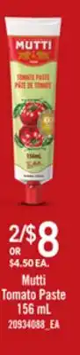Loblaws MUTTI TOMATO PASTE, 156 ML offer