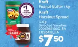 Loblaws KRAFT PEANUT BUTTER, 1 KG KRAFT HAZELNUT SPREAD, 725 G offer
