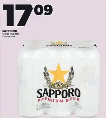 Loblaws SAPPORO 6X500 ML CANS offer