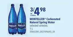 Loblaws MONTELLIER CARBONATED NATURAL SPRING WATER, 1 L offer