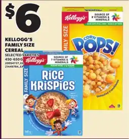 Loblaws KELLOGG'S FAMILY SIZE CEREAL, 450-650 G offer