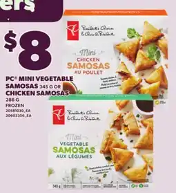 Loblaws PC MINI VEGETABLE SAMOSAS, 345 G OR CHICKEN SAMOSAS, 288 G offer