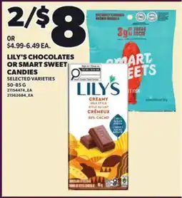 Loblaws LILY'S CHOCOLATES OR SMART SWEET CANDIES, 50-85 G offer