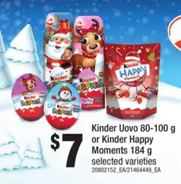Loblaws KINDER UOVO, 80-100 G OR KINDER HAPPY MOMENTS, 184 G offer