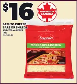 Loblaws SAPUTO CHEESE BARS OR SHREDS, 1 KG offer
